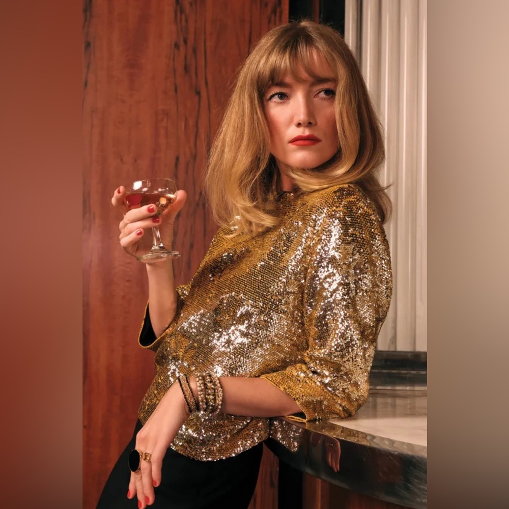 Frances Valentine Gold Sequin Top